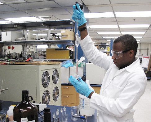Technician working in a manufacturing laboratory