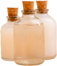 Glass cork-top bottles for the Vitamin C Brightening Serum formulation